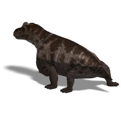 Dinosaur Keratocephalus. 3D rendering with clipping path and