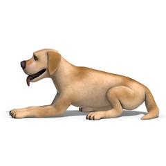 very funny cartoon dog is a little bit nuts. 3D rendering with