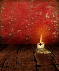 Candle Stubb on rustic moody Background