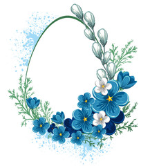 Fototapeta premium Easter banner with spring flowers
