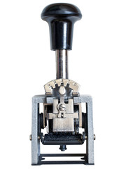 Vintage stamp dater isolated on white background