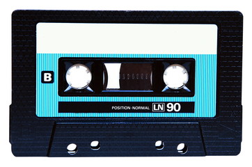Old cassette tape on white background