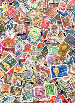 Large pile of postage stamps