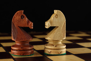 Two chess knights. © Krystianxdj