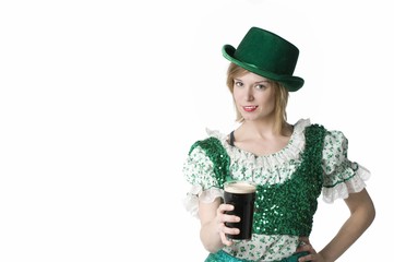 Sexy woman offers you a St Patty's day pint