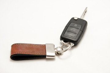 open car flip key with keyring on white