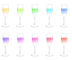 Colorful champagne glasses