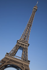 Fototapeta na wymiar Eiffel Tower on Tilted Angle in Paris, France