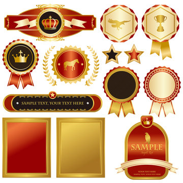 gold and red emblem set