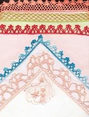 cotton handkerchief with crochet-laces andembroidery