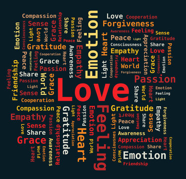 Nuage de Mots - Amour, Passion, Coeur, Gratitude en Anglais