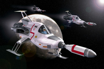 spaceship interceptor moon ufo © Luca Oleastri
