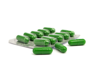 green pharmaceutical capsules