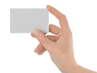 empty business card in a human hand