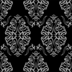 classic gray seamless ornament on a black background
