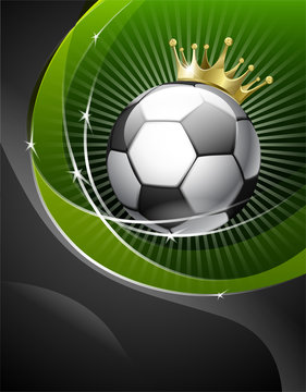 Football with a gold crown. A vector illustration