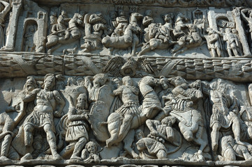 Bas-relief of famous Arch of Galerius in Thessaloniki, Greece