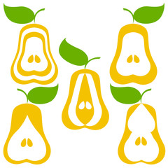 vector illustration of a set of pears isolated on white