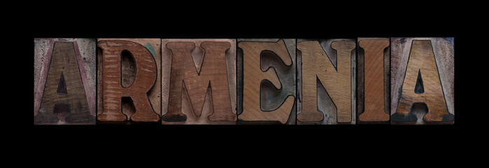 Armenia in old wood type