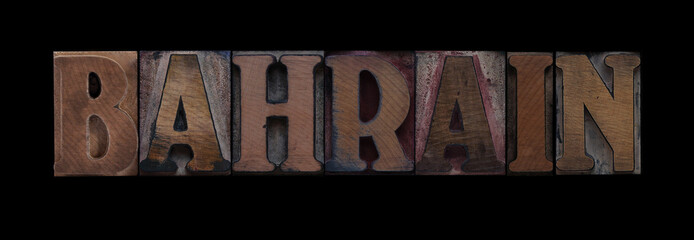 Bahrain in old wood type