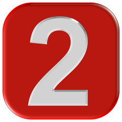 Button rot Ecken rund ZAHL ZWEI