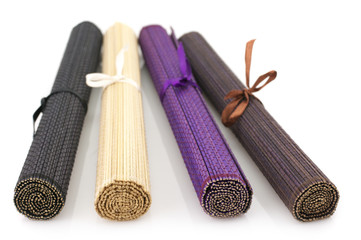 Rolled bamboo mats