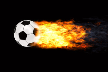 Naklejka premium Soccer ball in flames