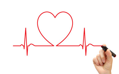 Hand drawing ECG line