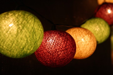 Red orange green color  fabric lamp ball