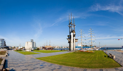 Panoramic view of Kosciuszko Square in Gdynia, Poland.