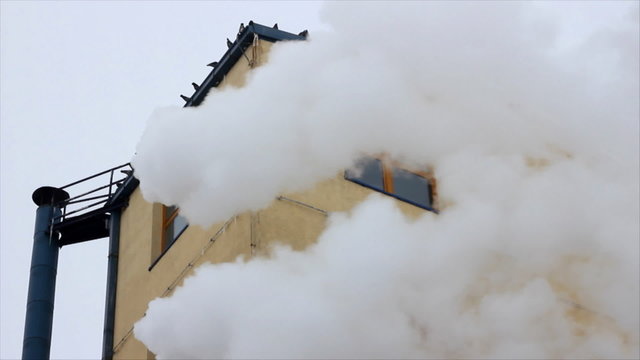 Smoke and steam from factory