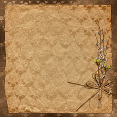 Vintage album with bunch of willow and bow