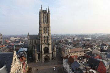 Fototapeta na wymiar Aerial view on Ghent, Belgium