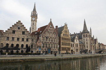 Fototapeta na wymiar Graslei, historic center of Ghent, Flanders, Belgium