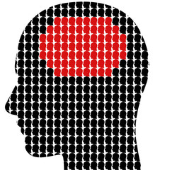 red brain in one big head