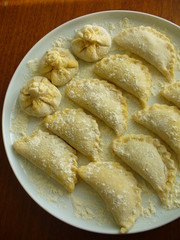 Dumplings on white plate