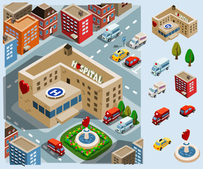 Hospital Area Isometric Vector