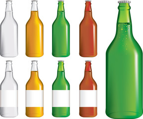 set of beer bottles