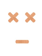 Face made of adhesive bandages