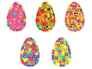 Set of five Easter eggs with ornaments