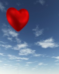 Fototapeta na wymiar Red Heart-Shaped Valentine Balloon