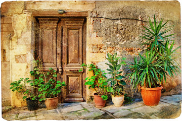 old pictorial greek doors