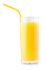 Glass of orange juice isolated on white