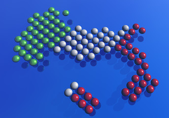 Italia cartina 3d pallini bandiera