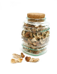 jar with dried mushrooms