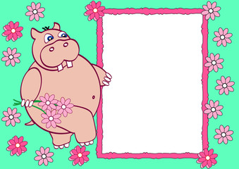 Template for baby's photo album or postcard