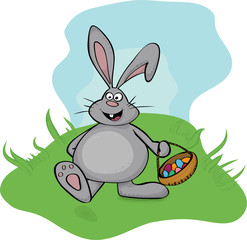Vector Easter bunny with basket