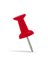 Red Pushpin Macro Closeup, Isolated Thumbtack