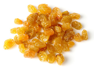 Heap of raisin isolated on white