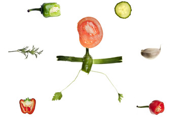 Human shape made of vegetables
